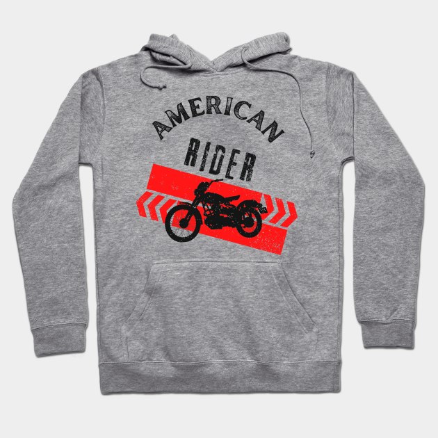 Motorcycle Vintage Biker American Rider Hoodie by Foxxy Merch